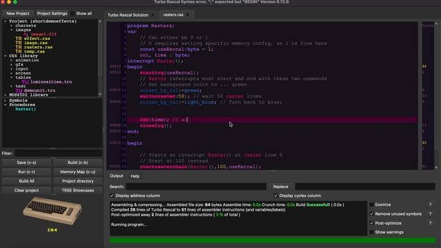 Create a funky raster bar on the C64 using TRSE in less than 5 minutes смотреть онлайн
