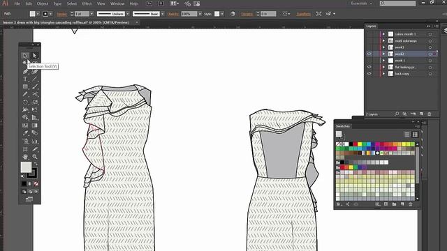 How to rotate prints in flat sketch in Illustrator - 52 weeks Adobe Illustrator for fashion - # 3 смотреть онлайн