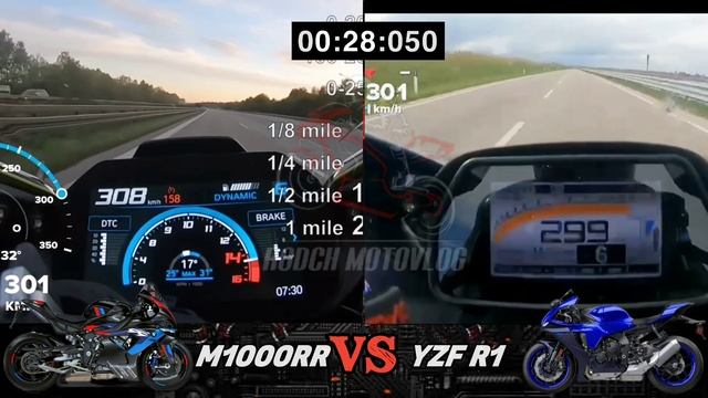 BMW M1000RR ?️ Yamaha YZF R1 | 0-250kph Acceleration | GPS Top Speed Attempt ?