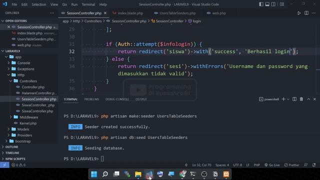 PART 09 - RINGKAS! Login, logout, Register Laravel | Cara Membuat Login dan Register di Laravel 9 смотреть онлайн