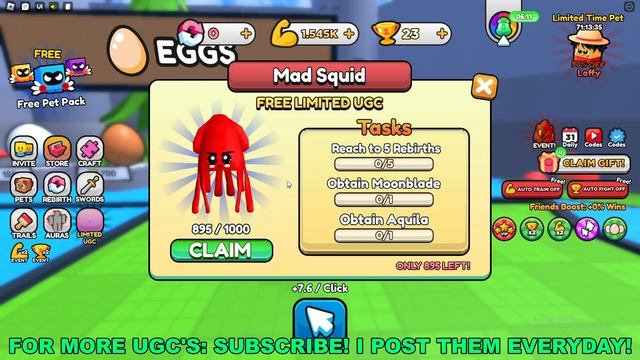 How To Get Mad Squid in Pull a Sword (ROBLOX FREE LIMITED UGC ITEMS) смотреть онлайн