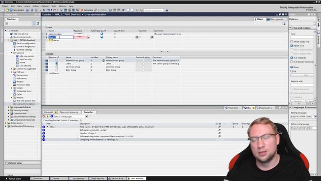 TIA Portal: User Administration / Password Protection on HMI Screens смотреть онлайн