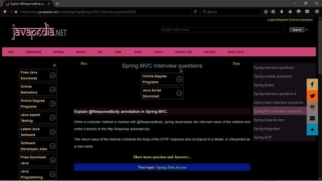 Explain @ResponseBody annotation in Spring MVC.
| javapedia.net смотреть онлайн