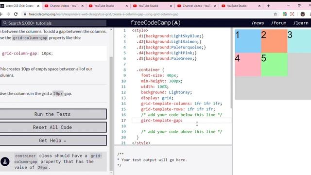 Learn CSS Grid Create a Column Gap Using grid column gap freeCodeCamp org Google Chrome 2019 1 смотреть онлайн