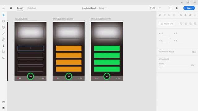 4. Creating The Knowledge Quiz App UI in Adobe XD | Wrong ,Right and Selected Quiz Screen | Part: смотреть онлайн