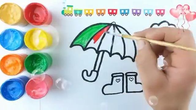 Drawing an umbrella for children / Bolalar uchun Soyabon rasmini chizish / Рисуем зонтик для детей. смотреть онлайн