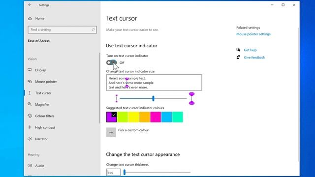How to turn on or off text cursor indicator in Windows 10. смотреть онлайн