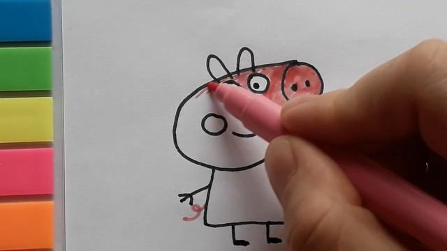 Как нарисовать Свинку Пеппу. Рисуем вместе с детьми. Раскраска для фломастеров. Легкие рисунки. смотреть онлайн