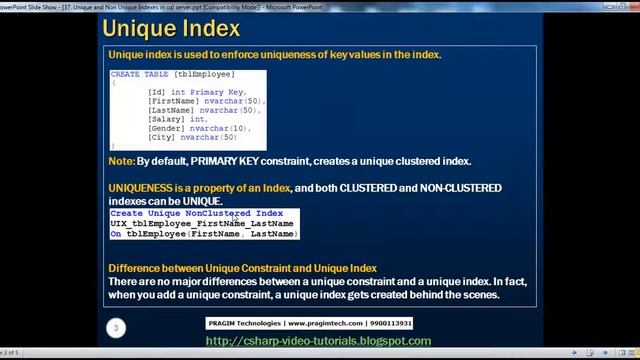 Unique and Non Unique Indexes in sql server Part 37 смотреть онлайн