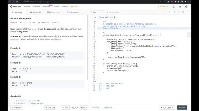 Leetcode 49. Group Anagrams. смотреть онлайн