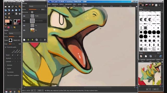 Pokemon Scene Painting p. 3/3 - Totodile [GIMP] смотреть онлайн