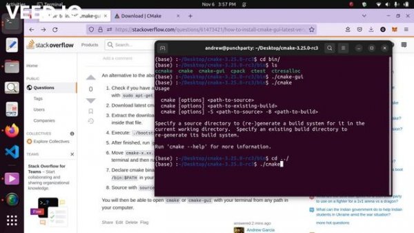 Installing latest cmake and cmake-gui to run globally on Ubuntu / Linux OS