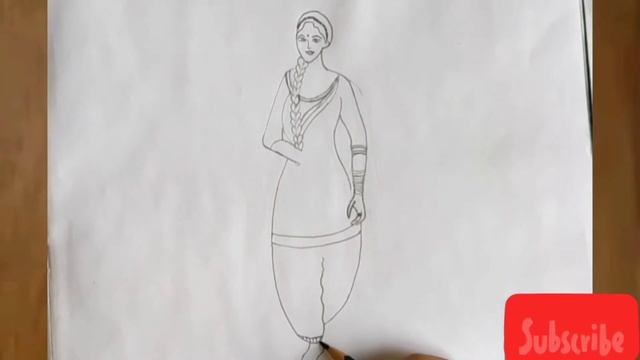 How to Draw a girl in punjabi suite / girl in Salwar drawing /easy punjabi girl drawing. смотреть онлайн