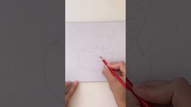 Рисуем котика и аквариум. Как нарисовать кота и аквариум с рыбкой. Урок рисования. Drawing cute cat смотреть онлайн