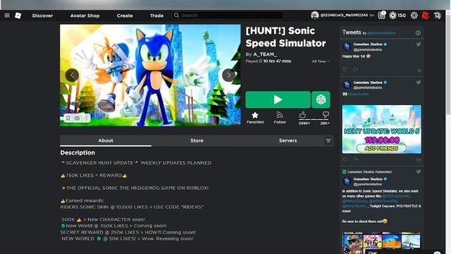 Как Получить Нового Персонажа в Режиме Sonic Speed Simulator |Новый Скин На Тейлза | Roblox смотреть онлайн