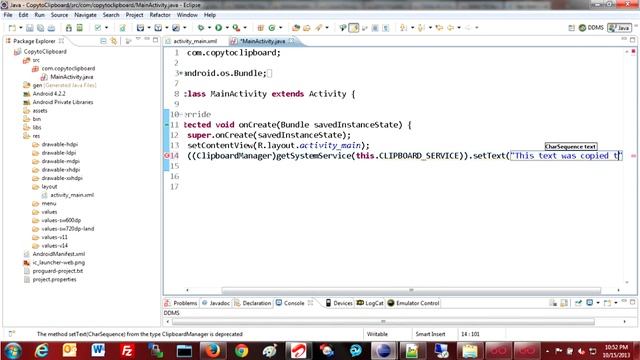 Copy some text in Android clipboard by using code смотреть онлайн