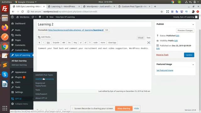 How to create custom post type with CPT-UI plugin in WordPress [Fix] -- Epic Of Learning смотреть онлайн