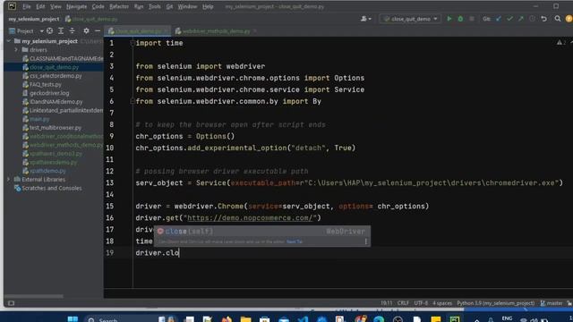 Selenium with Python Tutorial - 20 : close() and quit() methods смотреть онлайн