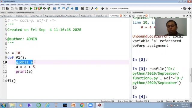 Python Tutorial #5 Parameterized Function, global variables смотреть онлайн