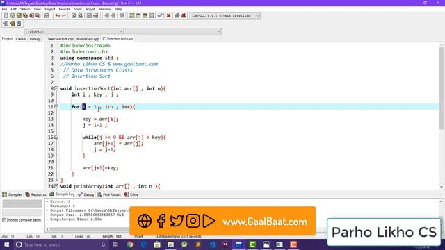 Data Structures Insertion Sort Class 3 Hindi/Urdu смотреть онлайн