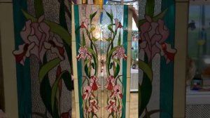 Витраж в технике Тиффани в межкомнатные двери с элементами фьюзинга.