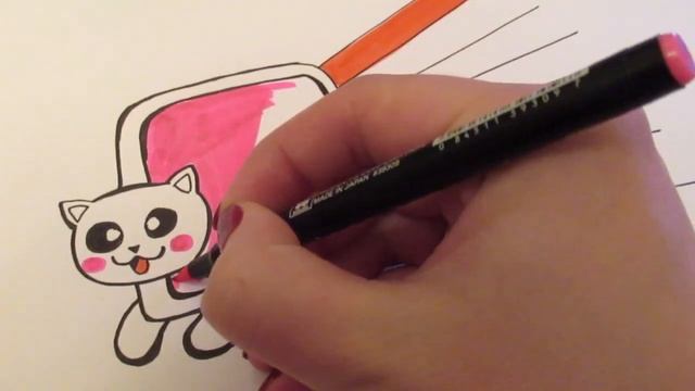 Как нарисовать кота с радугой из игры НЯН КЭТ. NYAN CAT KAWAII. Легкие рисунки для срисовки смотреть онлайн