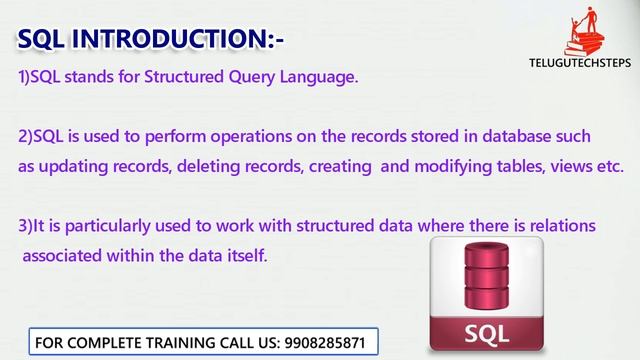 WHAT IS SQL in Telugu. смотреть онлайн