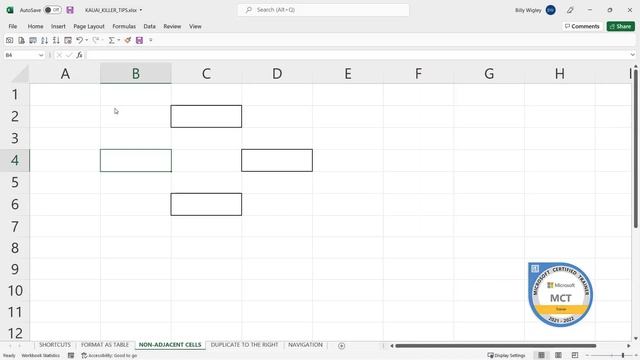 Kauai Excel Quick Tips - Select Non Adjacent Cells смотреть онлайн