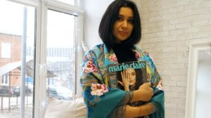 Многоцветный платок из уплотненной шерстяной ткани с шелковой бахромой "Времена года. Зима", вид 12