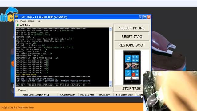 Nokia Lumia 720 Boot Repair With ATF JTAG With Dolphinclip Jtag Clip Without Soldering смотреть онлайн