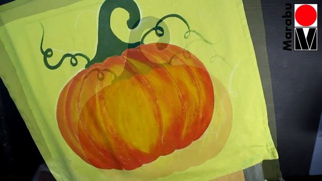 Декор подушки "Тыква" красками для текстиля Marabu смотреть онлайн
