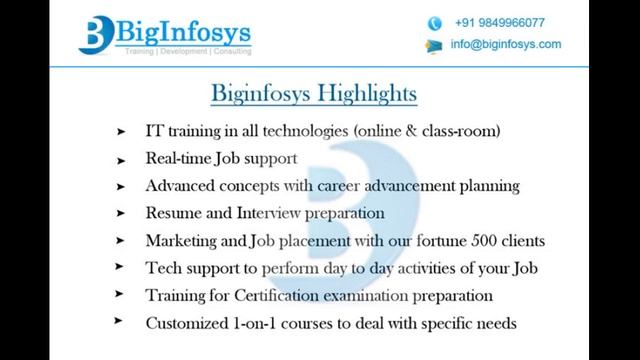 JAVA Online Training @ Biginfosys смотреть онлайн