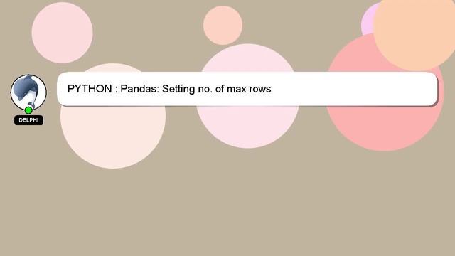 PYTHON : Pandas: Setting no. of max rows смотреть онлайн