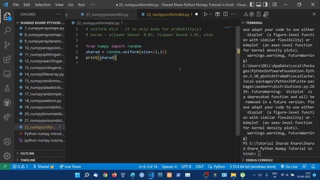 NumPy Uniform Distribution || random.uniform() with Plot || Python Numpy Tutorial in hindi #22 смотреть онлайн