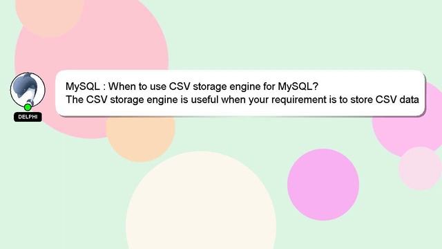 MySQL : When to use CSV storage engine for MySQL? смотреть онлайн