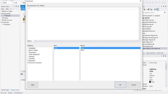 MS SSRS tutorial on show/hide rows/columns filter tablix смотреть онлайн