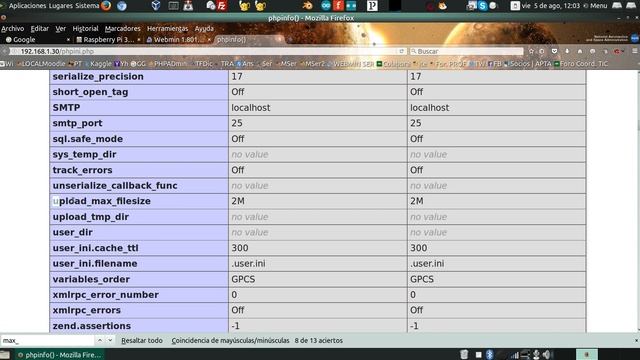 configuracion php ini raspberry pi 3 смотреть онлайн
