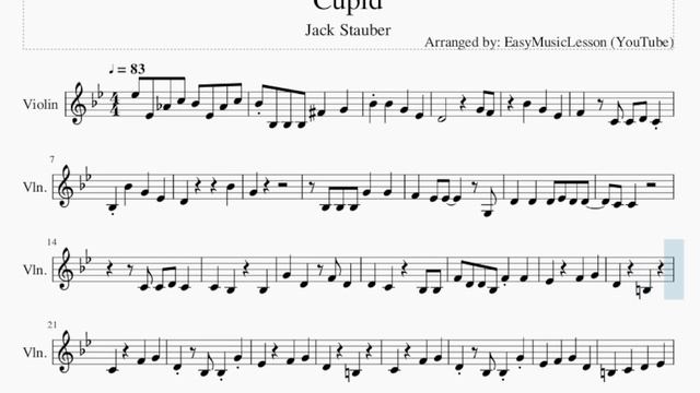 Violin Sheet Music: How to play Cupid by Jack Stauber