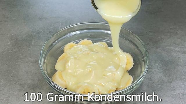 2 Bananen mit Kondensmilch mischen, Sie werden diesen lecker Bananenkuchen jeden Tag machen. ASMR смотреть онлайн