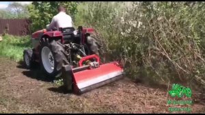 Косилках-измельчитель (мульчер) на японском тракторе, детальная работа