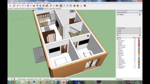 Крутой проект одноэтажного дома с баней 6х10 с 2 спальнями и мансардой из газобетона SketchUP