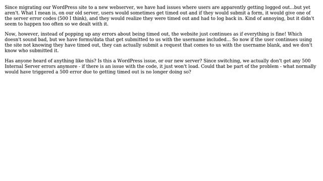 Wordpress: WordPress session times out - but doesn't log out? смотреть онлайн