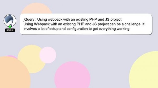 jQuery : Using webpack with an existing PHP and JS project
