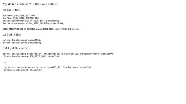 Arduino: ArduinoJSON define as extern смотреть онлайн