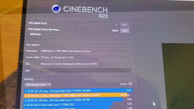 Lenovo ThinkPad z13 Ryzen7z - Cinebench r23 смотреть онлайн