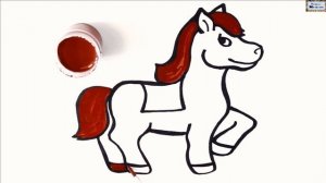 Как нарисовать лошадку / мультик раскраска лошадка для детей / учим цвета