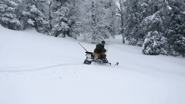Обзор снегохода Dingo T 150. Доводим до ума. Крутой спуск под трассу для "Лыжни за облака" часть 1. смотреть онлайн