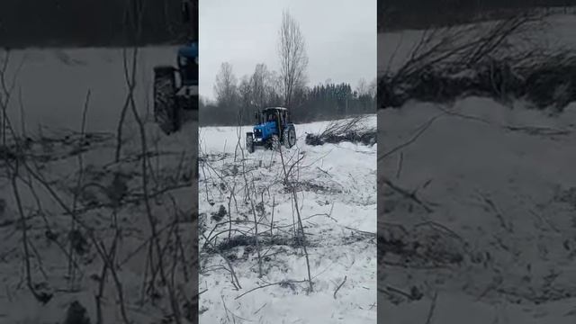 Корчеватель КГЧ-1,2 в работе на тракторе МТЗ-1221 производитель Леспромресурс г. Киров смотреть онлайн
