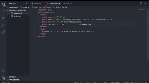 How to Link CSS to HTML in Visual Studio Code