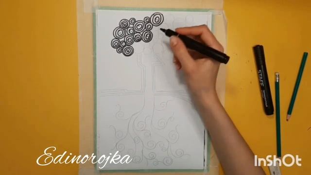 Как нарисовать дерево? Рисуем маркером. Графика. смотреть онлайн